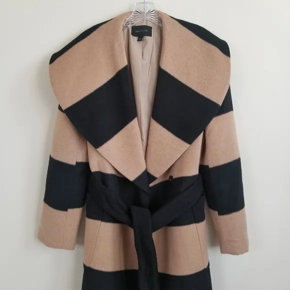 Ann Taylor Wool Blend Shawl Collar Belted Coat Small NWT - Picture 2 of 9